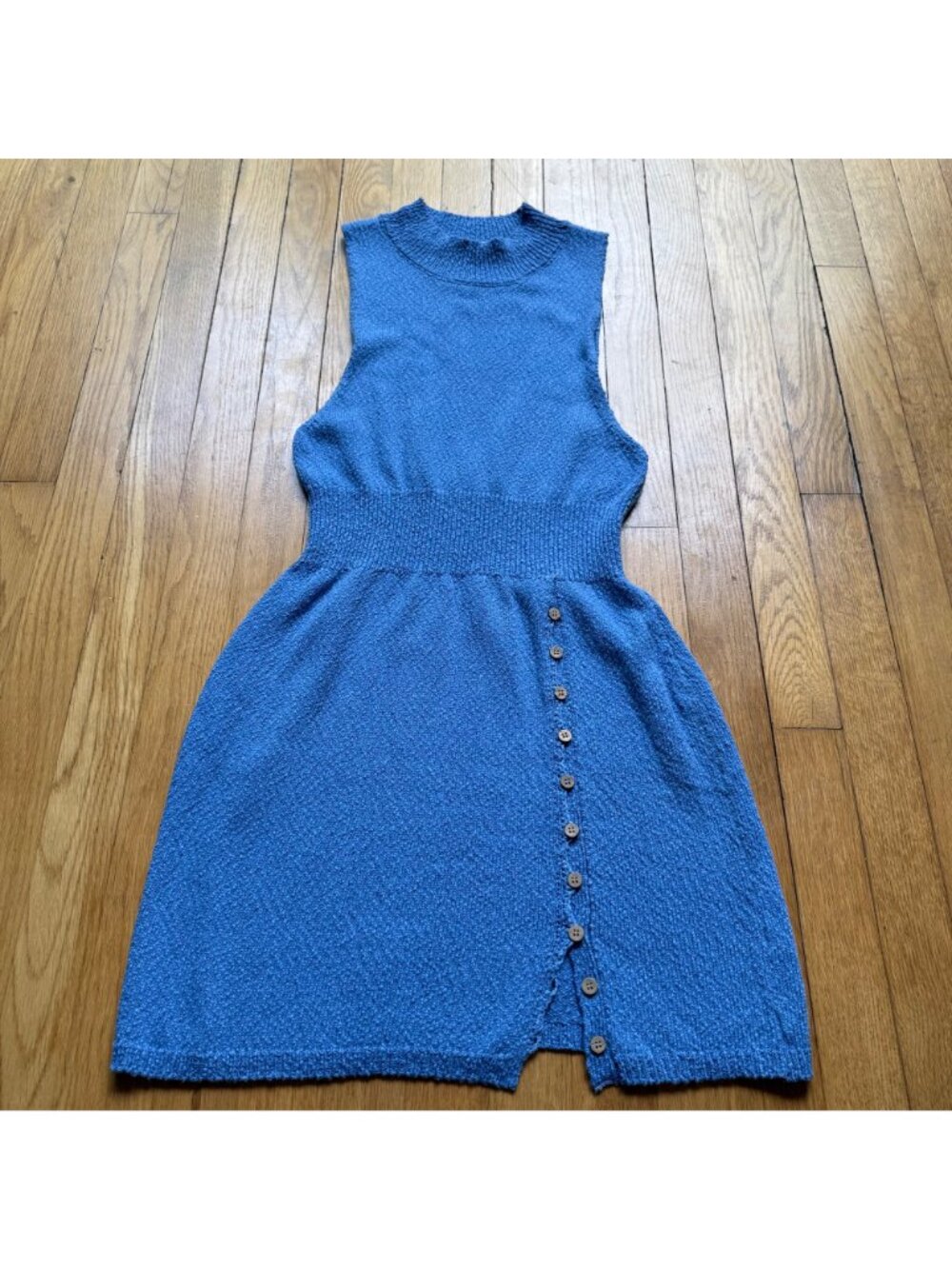 Free People Size S Blue Celeste Slim Fit Sleeveless Mock Neck Sweater Mini Dress - Picture 3 of 13